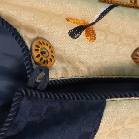 ALLURE* vintage Brocade embroidered lined long sleeve wood button jacket - Picture 3 of 13